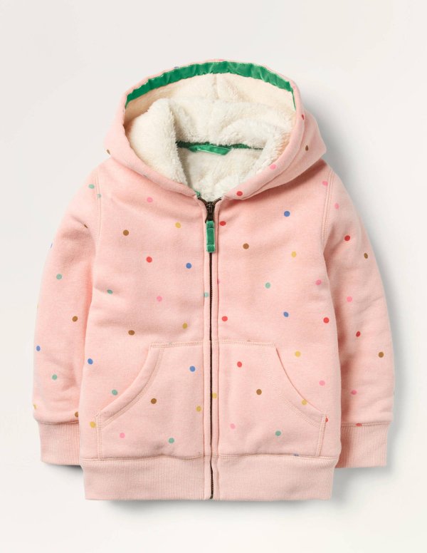 Shaggy-lined Hoodie - Provence Dusty Pink Multi Spot | Boden US