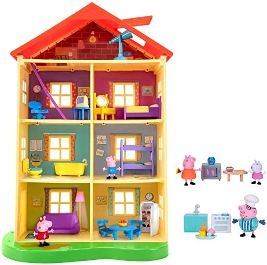 Lights N’ Sounds Family Home, with Two Bonus Little Rooms - Includes 5 Character Toy Figures Plus Toy Home Furnishings for a Total of 20 Fun Accessories - Amazon Exclusive