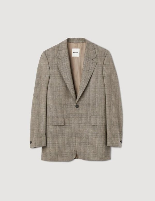 Wool checked suit jacket