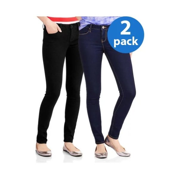 No Boundaries Juniors' Classic Skinny Jeans, 2-Pack