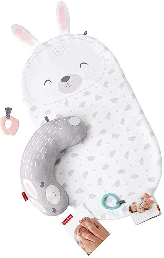 -Price Baby Bunny Massage Set, Newborn Tummy Time Playmat