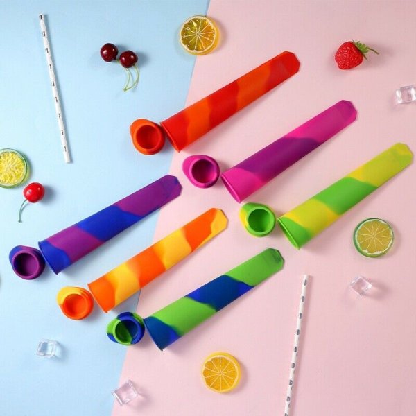 0.89US $ 25% OFF|1PC Silicone Ice Tube Mold With Lids Colorful Frozen Ice Cream Yogurt Popsicle Maker Tray Summer DIY Drinking Kitchen Accessory|Cone Holders| - AliExpress