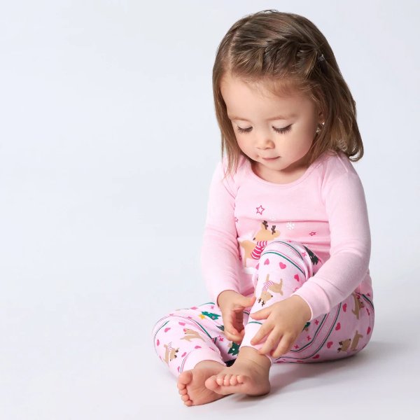 2-Piece Infant & Toddler Girls Winter Wonderland Snug Fit Cotton Pajamas