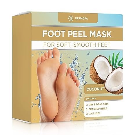 Foot Peel Mask - 2 Pack of Large Size Skin Exfoliating Foot Masks for Dry, Cracked Feet, Callus, Dead Skin Remover - Feet Peeling Mask for baby soft feet, Coconut Scent