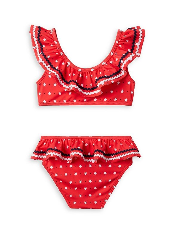 Little Girl's & Girl's 2-Piece Star Ruffle Swimsuit