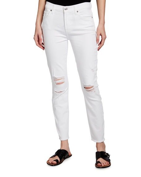 Gwenevere Mid-Rise Ankle Jeans with Knee Slits