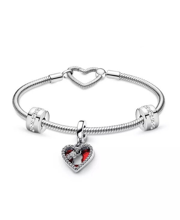 Sterling Silver Heart Keyhole Bracelet Gift Set
