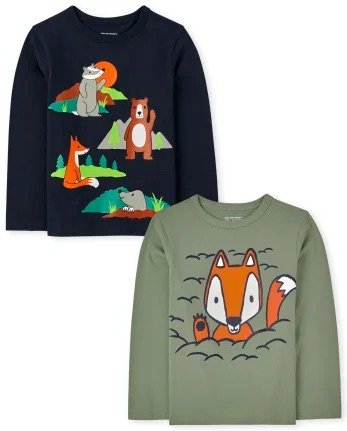 Baby And Toddler Boys Long Sleeve Animal Graphic Tee 2-Pack | The Children's Place - MULTI CLR