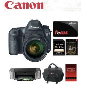 佳能Canon EOS 5D Mark III DSLR 数码单反相机＋24-105mm 镜头 & PIXMA PRO-100 打印机套装 + $50 Focus 礼卡