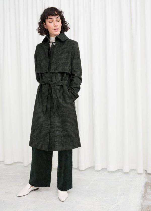 Belted Wool Blend Trenchcoat