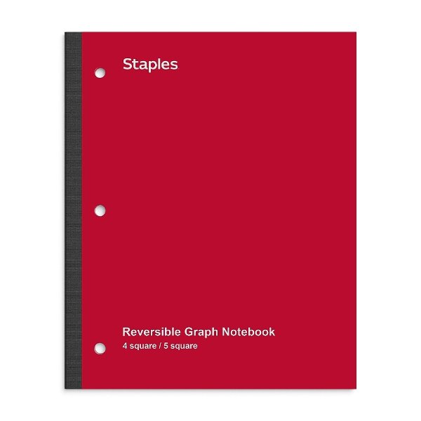 Staples Wireless 1-Subject Notebook, 8.5" x 11", Graph Ruled, 80 Sheets, Red (TR58383)