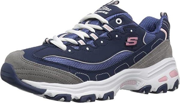 Amazon官网 Skechers 女款运动跑鞋 海军蓝配白色款 7码