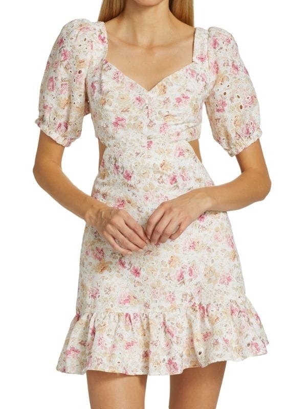 Dorinne Floral Puff Sleeve Minidress