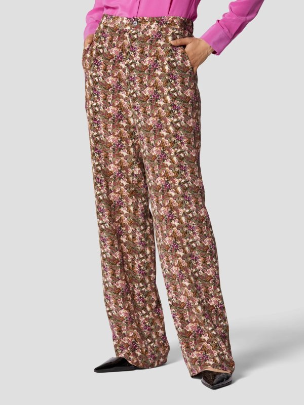 Women's Aeslin Silk Trouser Brown Mother Of Pearl Multi Camoflage De Fleurs