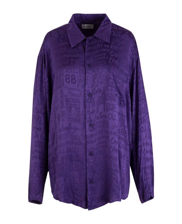 Woman Logoed Shirt In Purple Silk
