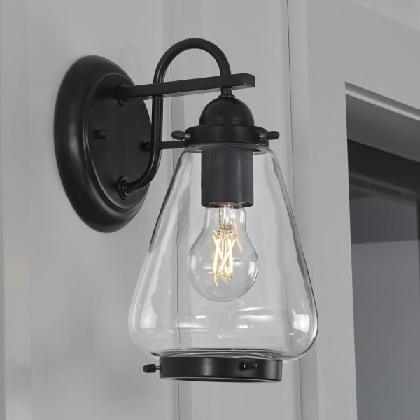 Outdoor Wall Sconce Black, 1 A19 bulb included