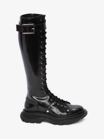 Women's Black/Silver Tread Lace Up Boot | Alexander McQueen