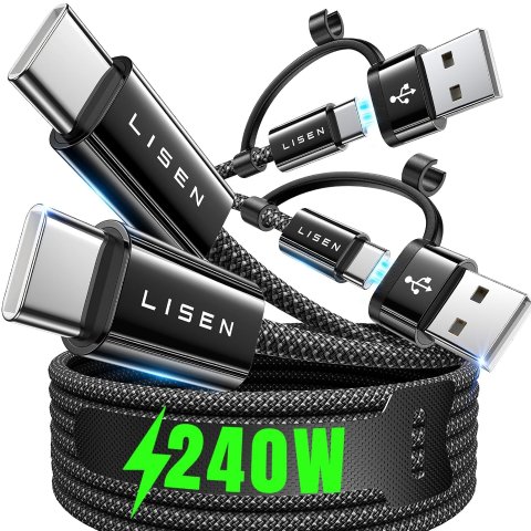 LISEN 240W USB-C 6.6ft 2条装