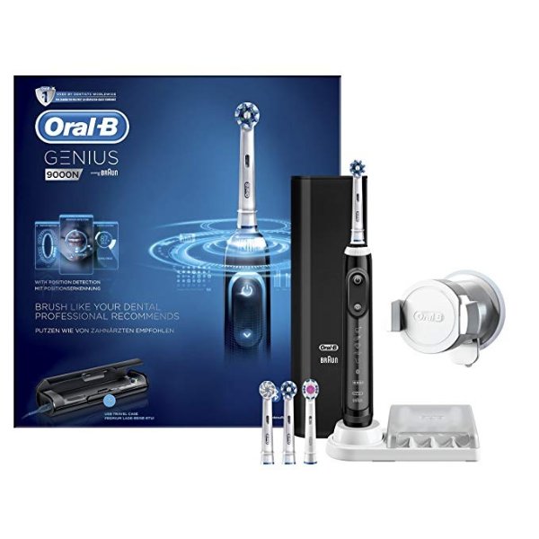 Oral-B Genius 9000 Cepillo de dientes electrico, 6 modos, Bluetooth, 4 cabezales, estuche con USB, color negro