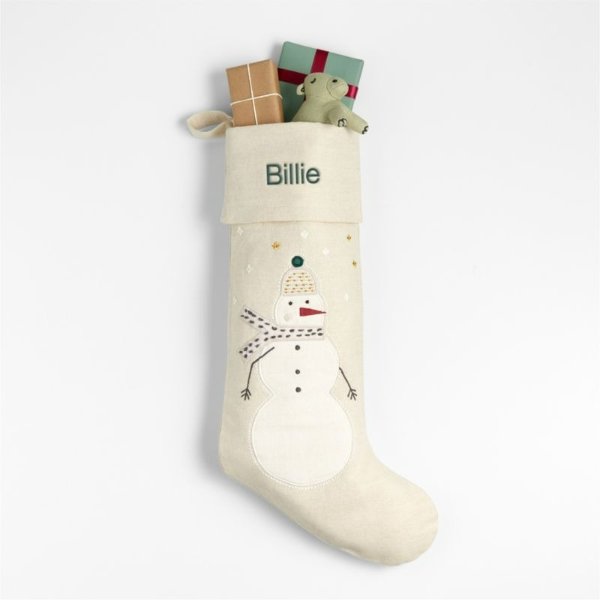Linen Snowman Kids Christmas Stocking + Reviews | Crate & Kids