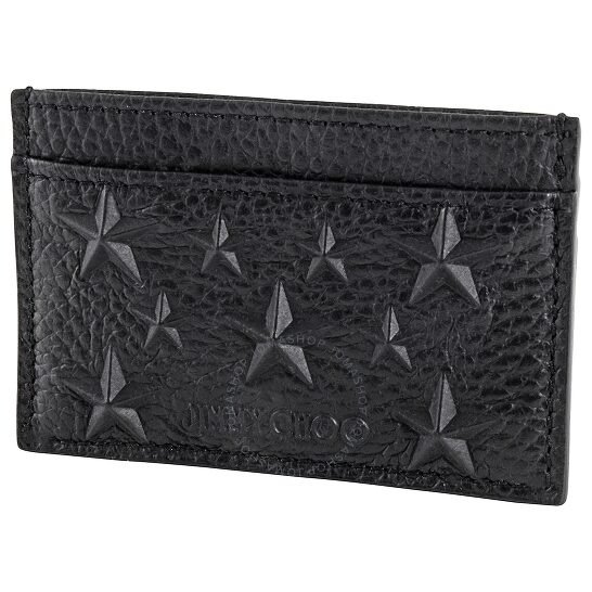 Dean Black Grainy Leather Cardholder With Stars
