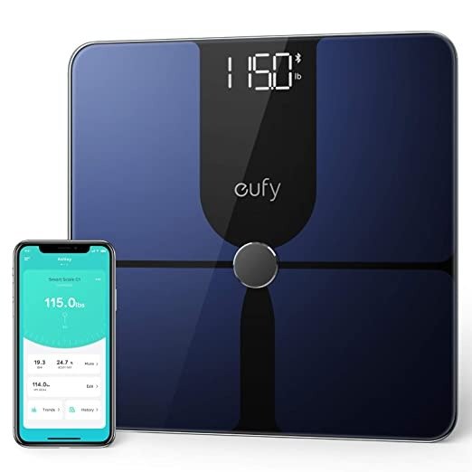 by Anker, Smart Scale P1 with Bluetooth, Body Fat Scale, Wireless Digital Bathroom Scale, 14 Measurements, Weight/Body Fat/BMI, Fitness Body Composition Analysis, Black/White, lbs/kg.