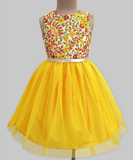 Amber Garden-Embroidered Kashmir Tulle A-Line Dress - Infant, Toddler & Girls