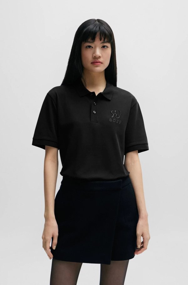 Mercerized-cotton polo shirt with special artwork
