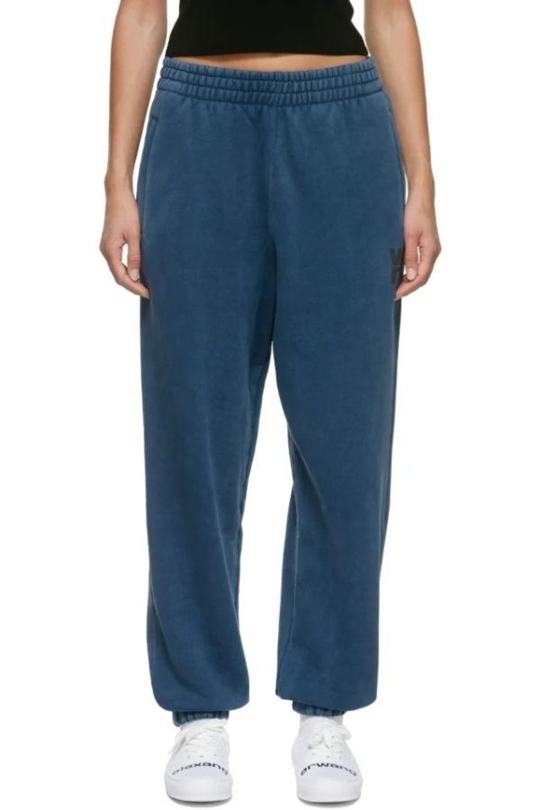 Blue Structured Terry Lounge Pants