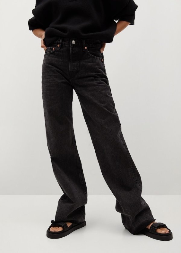 Wide leg high waist jeans - Women | Mango USA