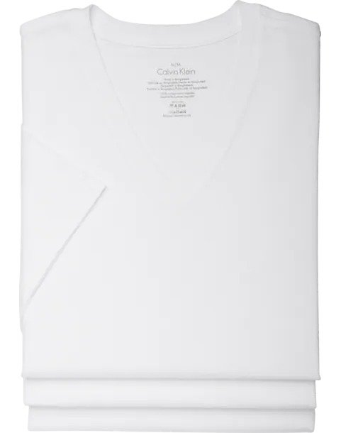 Calvin Klein White V-Neck Classic Fit Tee Shirt, 3-Pack - Men's Active Wear | Men's Wearhouse