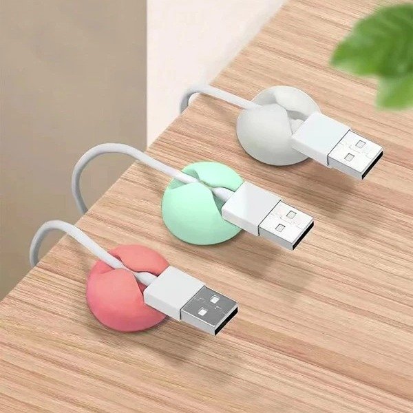 3pcs Desktop Wire Organizer For Data Cable, Headset, Charging Line, Bedside Cable Clip, Cord Winder
