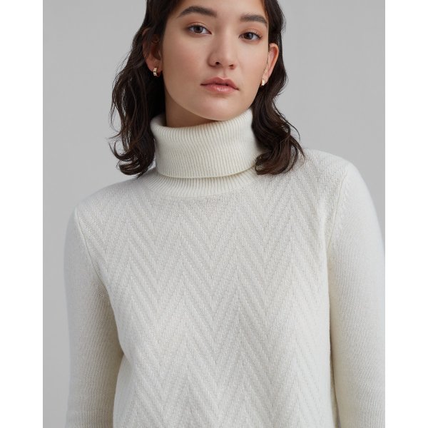 Mixed Stitch Cashmere Turtleneck Sweater