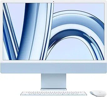 2023 iMac All-in-One Desktop Computer with M3 chip: 8-core CPU, 10-core GPU, 24-inch Retina Display, 8GB Unified Memory, 512GB SSD Storage, Matching Accessories. Works with iPhone/iPad; Blue