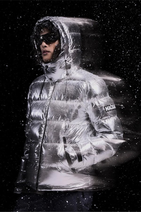 SAMUEL down metallic ski jacket with removable hood