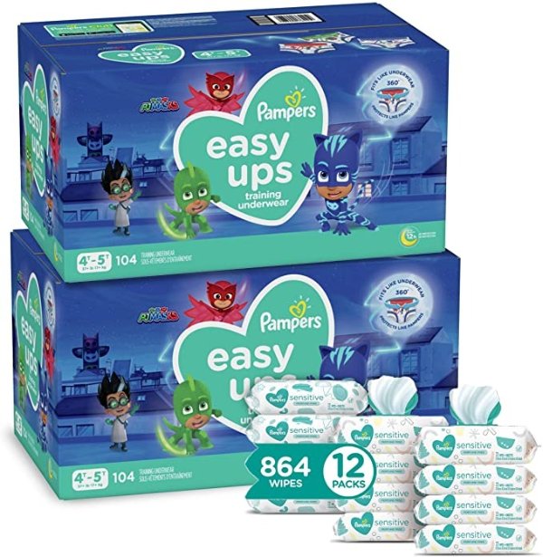 Baby Diapers and Wipes Starter Kit (2 Month Supply) - Cruisers Disposable Baby Diapers (2 x 174 Count) with Sensitive Water Based Baby Wipes, 12X Pop-Top Packs, 864 Count
