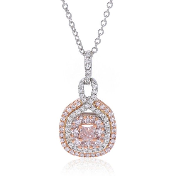 Gregg Ruth 18K Gold, Pink Diamond and White Diamond Pendant Necklace