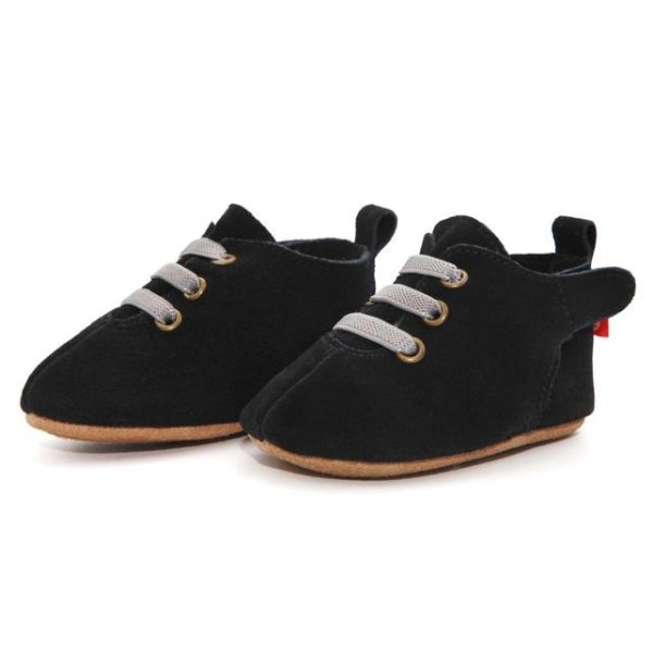 Black Suede Leather Oxford Baby Shoe