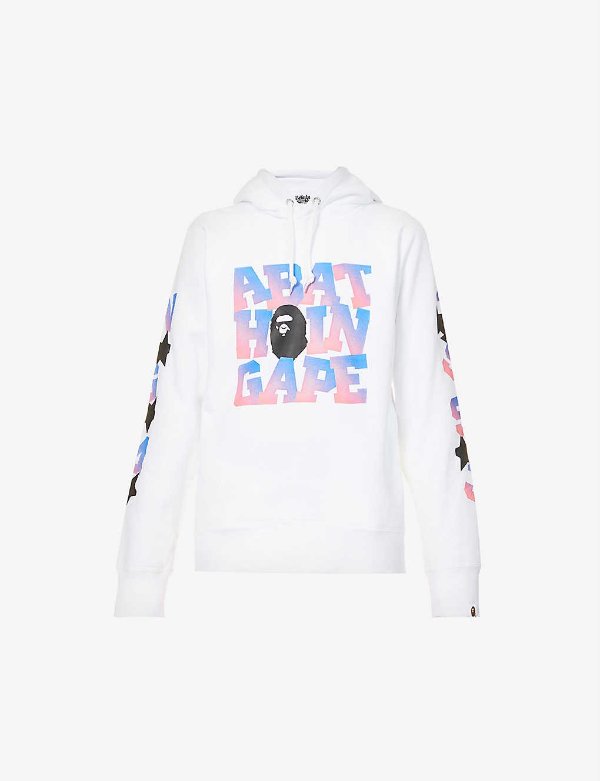 Graphic-print relaxed-fit cotton-blend hoody