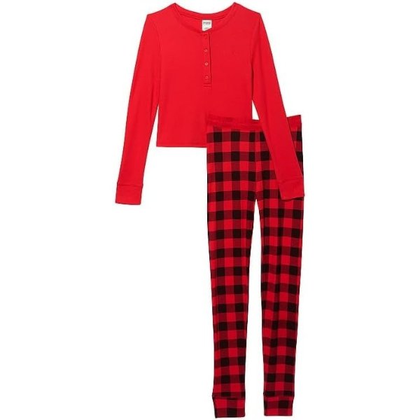 PINK Thermal Long Sleeve Pajama Set