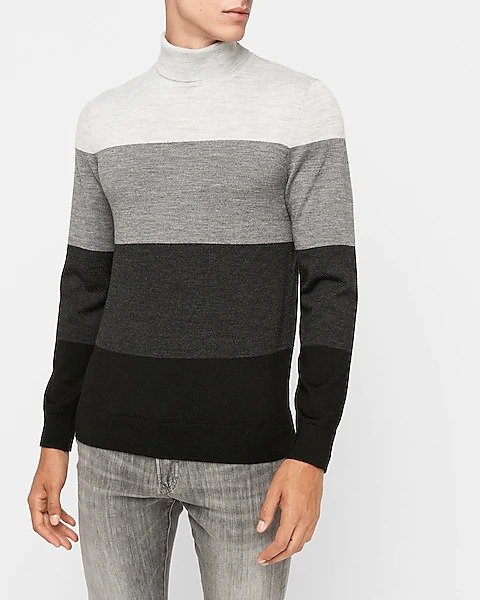 Merino Wool-blend Thermal-regulating Striped Turtleneck Sweater