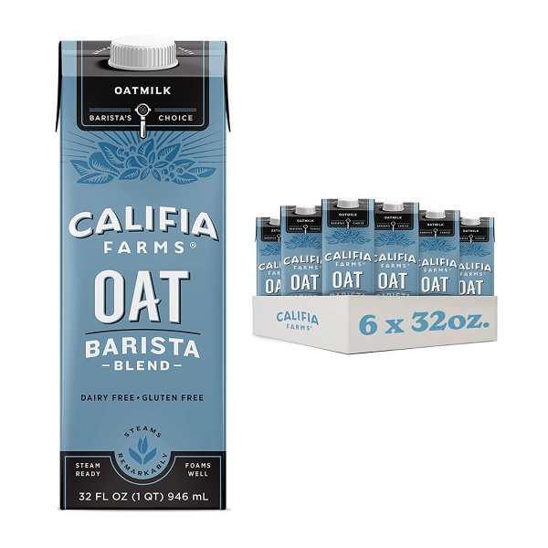 Califia Farms - Oat Milk, Unsweetened Barista Blend 32 Fl Oz (Pack of 6)
