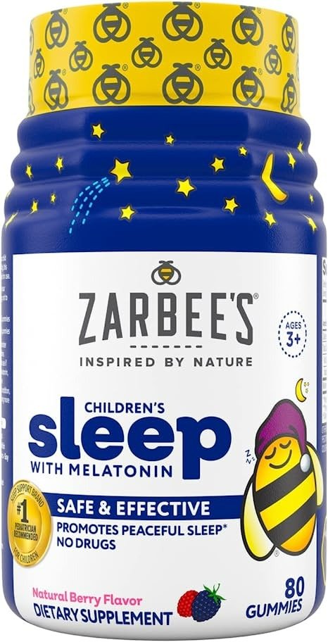 Zarbee's Kids 1mg Melatonin Gummy, Drug-Free & Effective Sleep Supplement for Chlildren Ages 3 and Up, Natural Berry Flavored Gummies, Multi-Colored, 80 Count