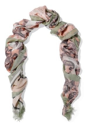 Printed modal and silk-blend gauze scarf