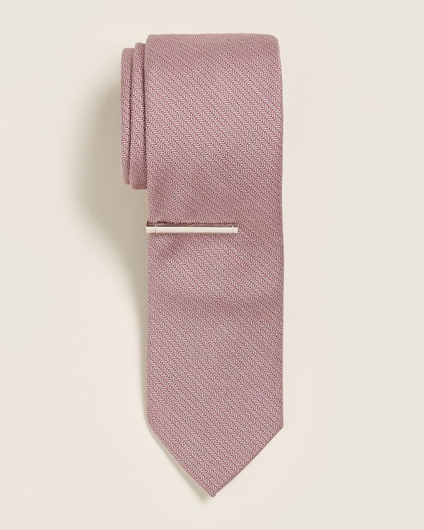 Pink Herringbone Tie