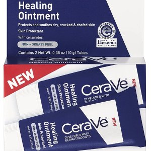 CeraVe Healing Ointment | 2 Pack (0.35 Ounce Each) | Cracked Skin Repair Skin Protectant with Petrolatum Ceramides | Lanolin Free |