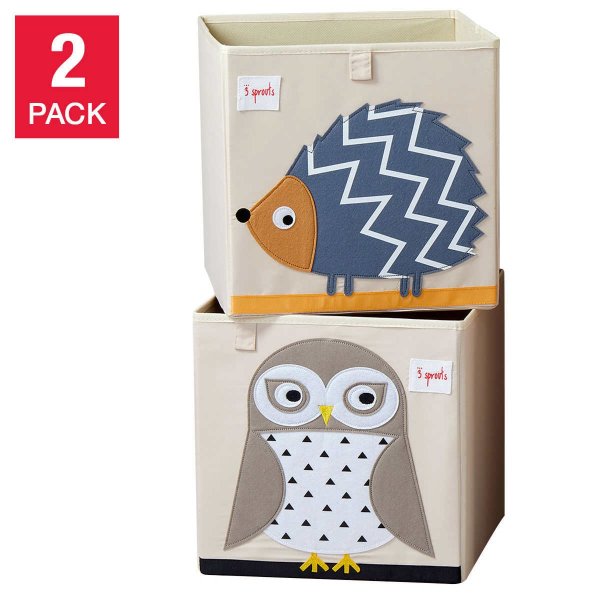 Sprouts Storage Boxes, Hedgehog & Owl, 2-pack