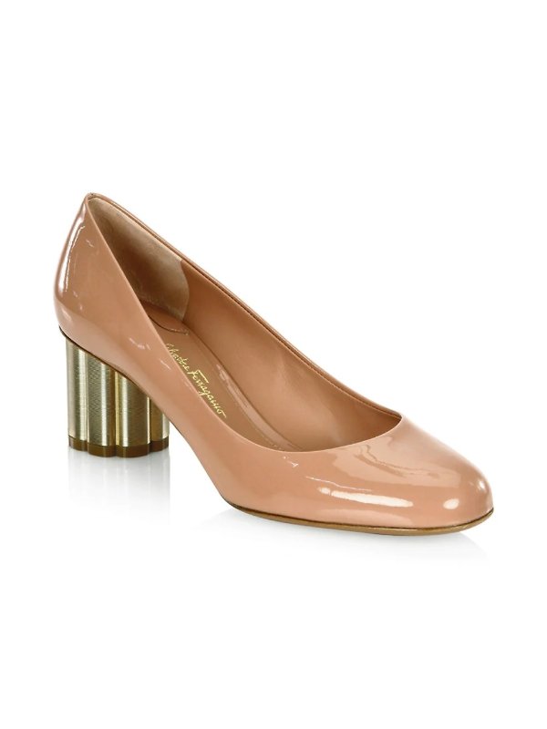 Lucca Patent Leather Flower Heel Pumps