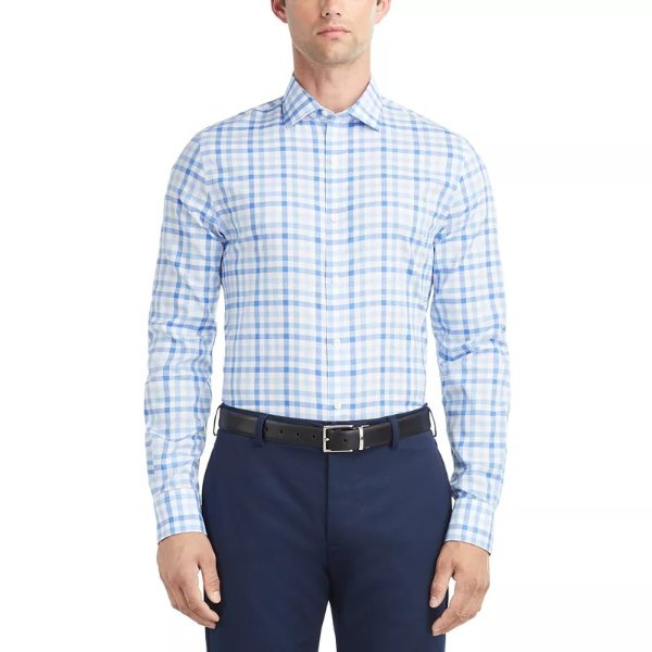 Men's TH Flex Slim Fit Wrinkle Resistance Stretch Pinpoint Oxford Dress Shirt