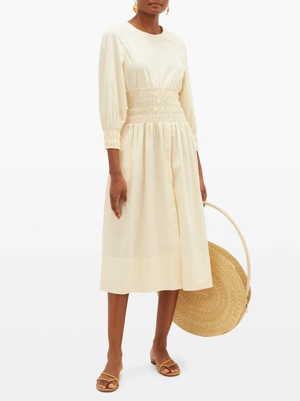 Arianna shirred cotton-poplin dress | Three Graces London | MATCHESFASHION US